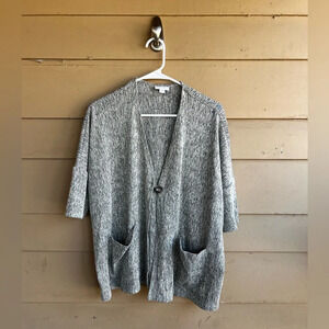 Pure Jill Linen Blend Lagenlook Short Sleeve Neutral Knit Cardigan Women’s MP